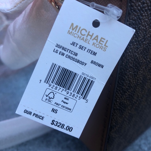 MICHAEL KORS Jet Set Item MK Signature Logo Large Crossbody in Brown and Gold - Picture 10 of 10